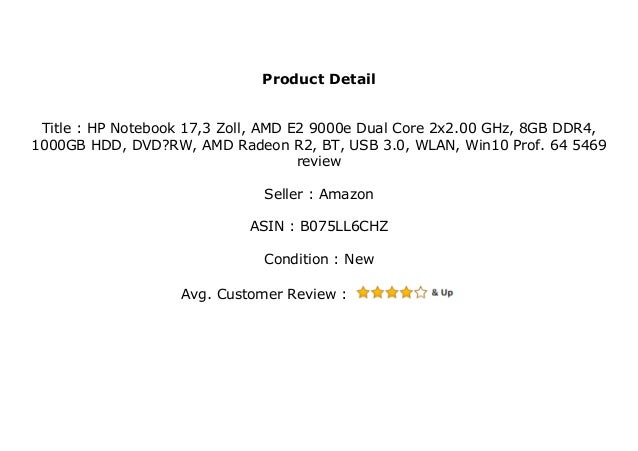 Hp Notebook 17 3 Zoll Amd E2 9000e Dual Core 2x2 00 Ghz 8gb Ddr4 1