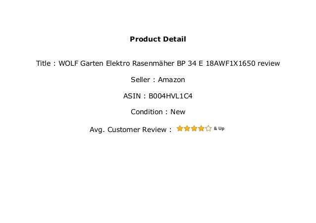 Wolf Garten Elektro Rasenm Her Bp 34 E 18awf1x1650 Review