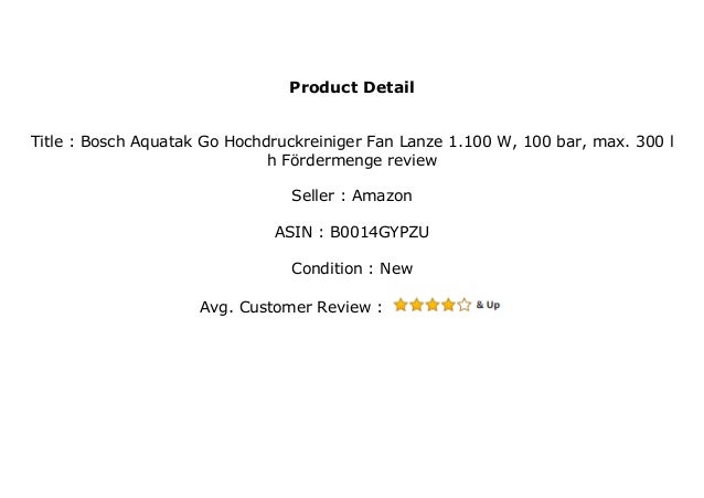 Bosch Aquatak Go Hochdruckreiniger Fan Lanze 1 100 W 100 Bar Max