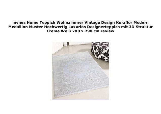 Mynes Home Teppich Wohnzimmer Vintage Design Kurzflor Modern Medaillo