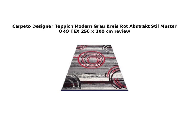 Carpeto Designer Teppich Modern Grau Kreis Rot Abstrakt Stil Muster