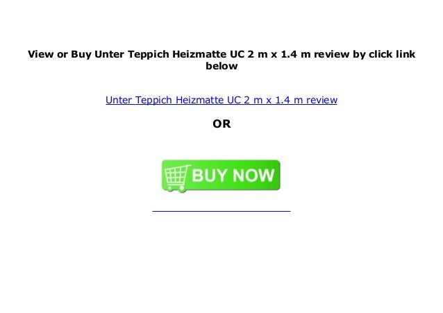 Unter Teppich Heizmatte Uc 2 M X 1 4 M Review