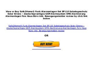 Safe2home Funk Alarmanlagen Set Sp110 Sabotageschutz Solar