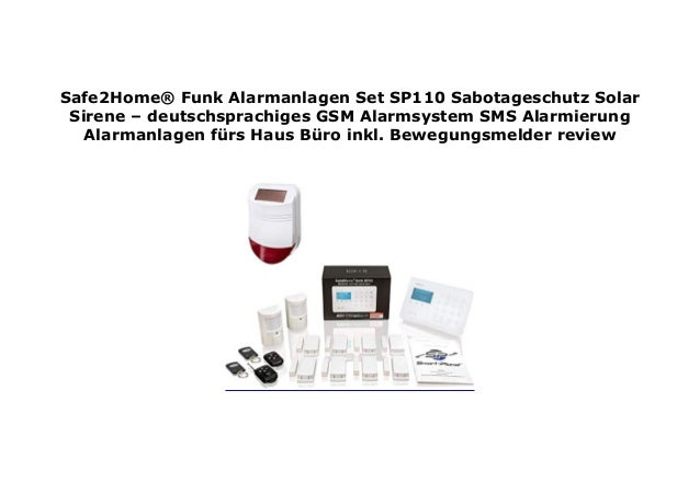 Safe2home Funk Alarmanlagen Set Sp110 Sabotageschutz Solar