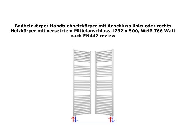 Heizk/örper Badheizk/örper gerade 1732 x 600 chrom mit Mittelanschluss 50 mm 629 Watt nach EN442
