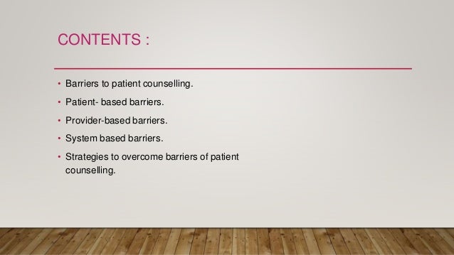 Barriers of patient counselling