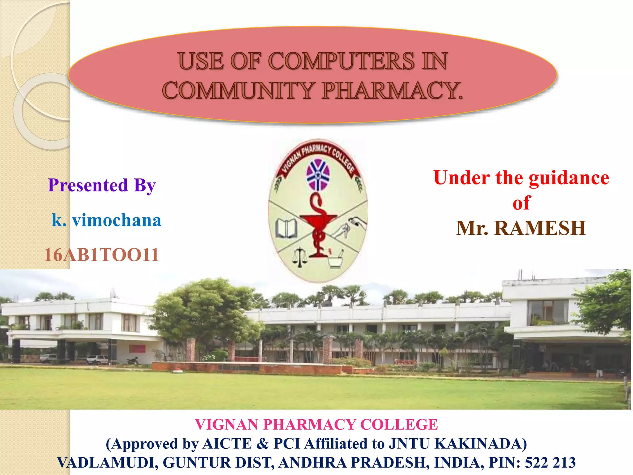 Use Of Computers In Community Pharmacy