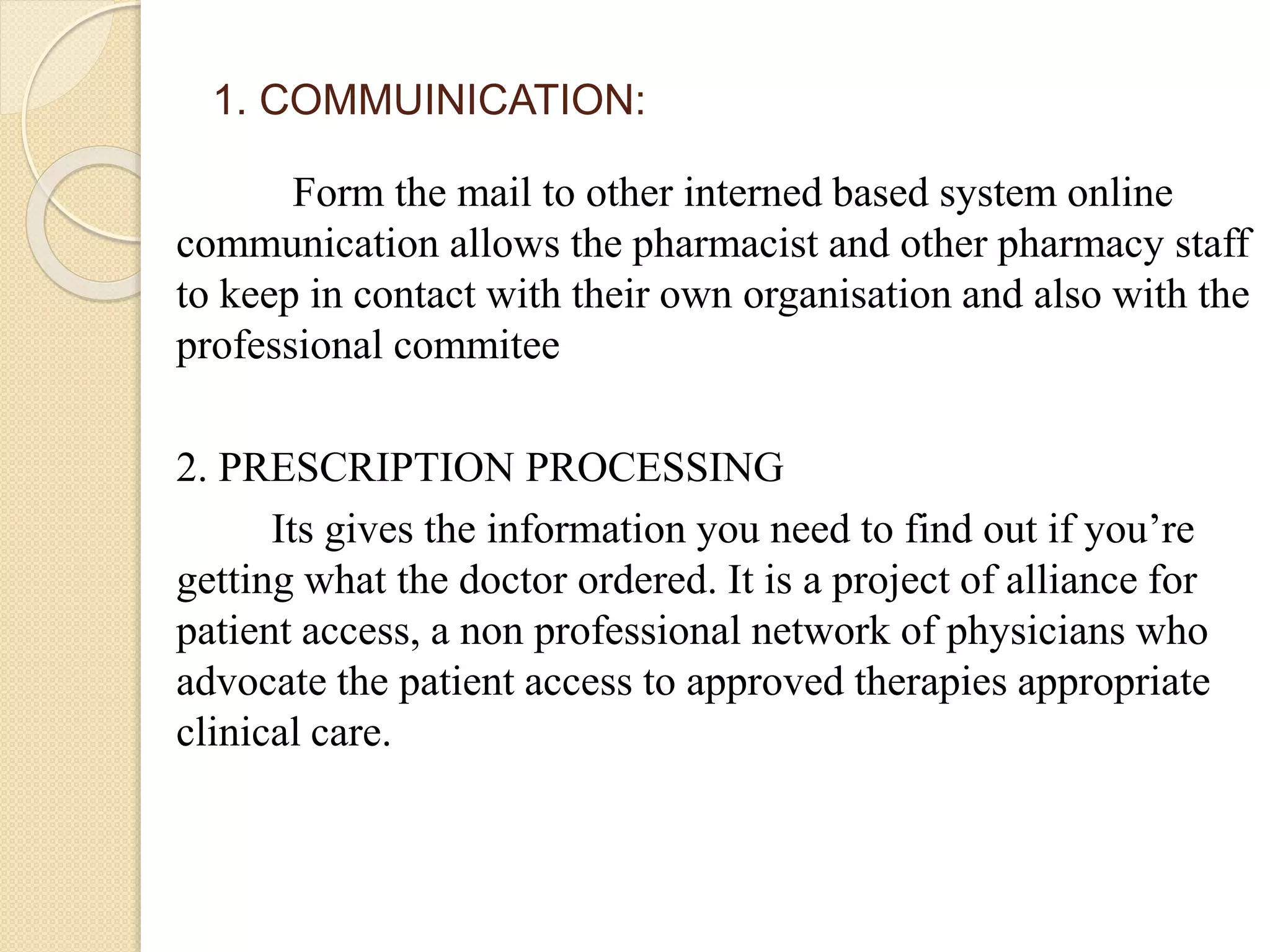 Use of computers in community pharmacy pptx