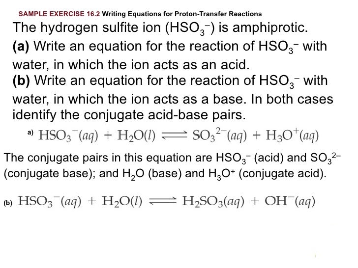 chapter 16 lecture acid base equilibrium write equations showing how each of the following weak bases ionizes water to form oh