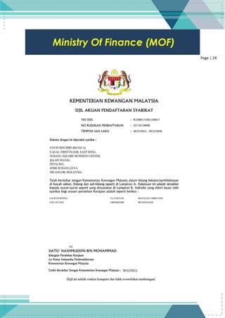 24
Page | 24
Ministry Of Finance (MOF)
 