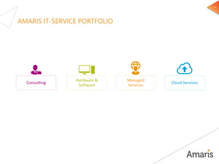 16
Consulting
Managed
Services
Cloud Services
Hardware &
Software
AMARIS IT-SERVICE PORTFOLIO
 