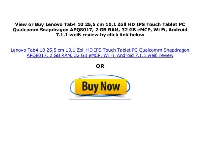 Lenovo Tab4 10 25 5 Cm 10 1 Zoll Hd Ips Touch Tablet Pc Qualcomm S