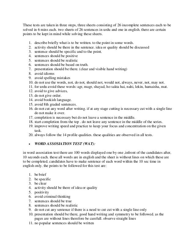 PSYCHOLOGICAL TESTS AT ISSB