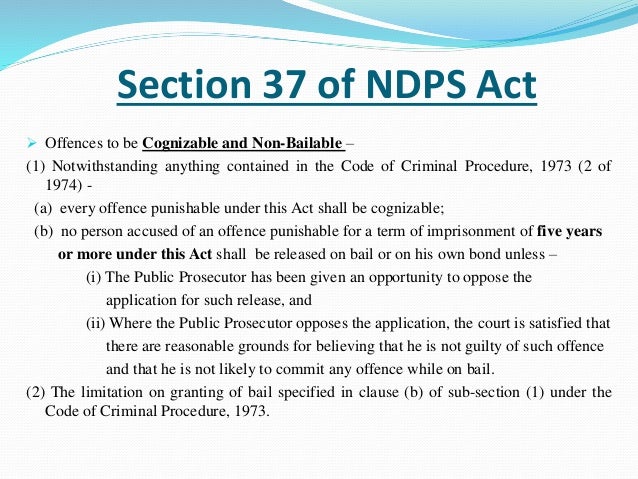Bail in ndps act