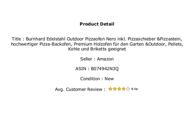 Burnhard Edelstahl Outdoor Pizzaofen Nero Inkl Pizzaschieber Pizza