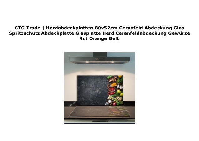 Piastra Copri-Piano Cottura In Vetro 80x52cm - Paraspruzzi E Tagliere, Per Elettrico/Induzione, Spessore 4mm