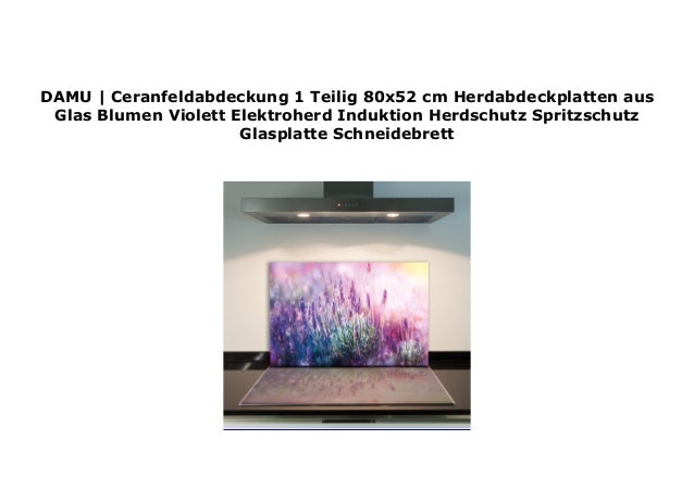 Ceranfeldabdeckung 80x52 cm Blumen Violett Herdabdeckplatten Spritzschutz Glas