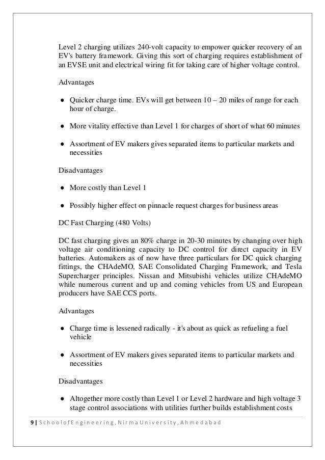 Report on Studies of Electric Vehicle Technologies
