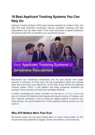 16 Best Applicant Tracking Systems You Can Rely On | PDF