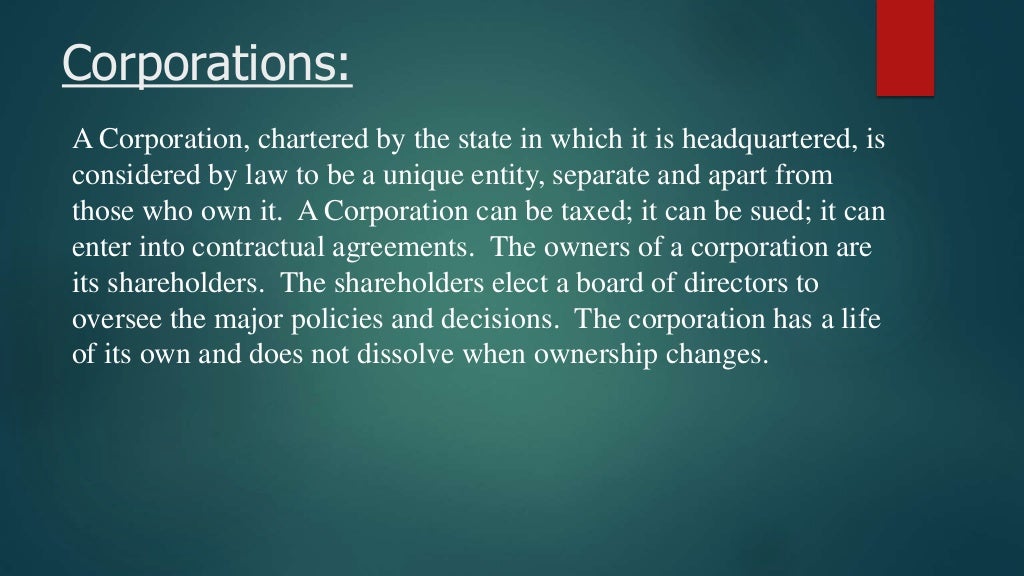 Legal forms of business organization