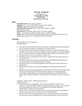 george.farquhar.resume2 | DOC | Databases | Computer Software and ...