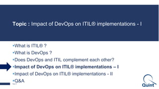 Itil Devops Integration Impact of DevOps on ITIL | PDF