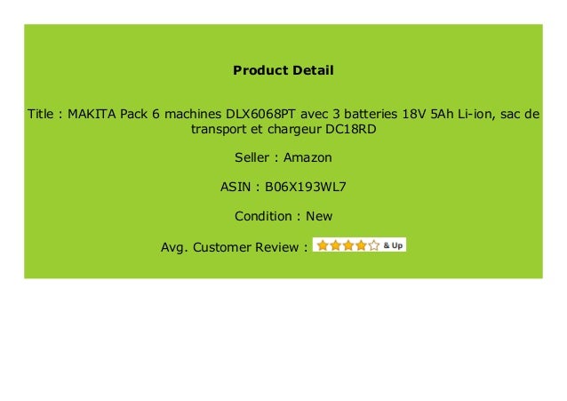 sac de transport et chargeur DC18RD MAKITA Pack 6 machines DLX6068PT avec 3 batteries 18V 5Ah Li-ion