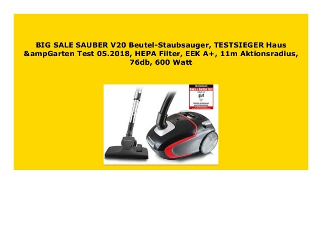 Big Sale Sauber V20 Beutel Staubsauger Testsieger Haus Amp Garten