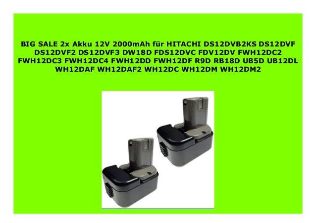 2x Akku 12V HITACHI DS-12-DVF-3 DW-18-D FDS-12-DVC FDV-12-DV FWH12DC2 FWH12DC3 2