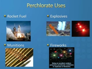 Rocket Fuel
Munitions
Explosives
Fireworks
 
