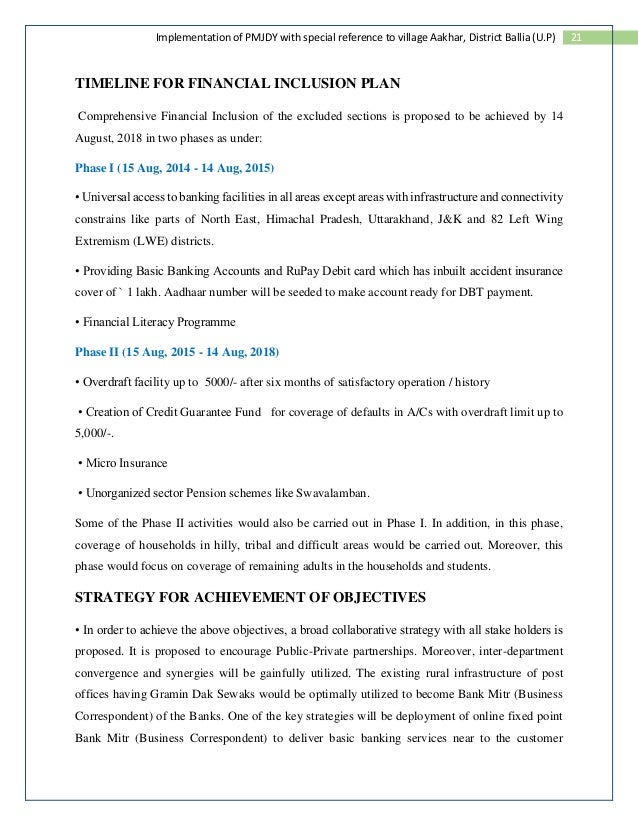 Implementation Of Pmjdy With Special Reference To Village Aakhar Dis