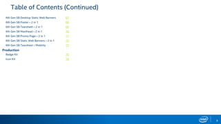 3
Table of Contents (Continued)
6th Gen SB Desktop Static Web Banners 67
6th Gen SB Poster – 2 in 1 68
6th Gen SB Tearsheet – 2 in 1 69
6th Gen SB Masthead – 2 in 1 70
6th Gen SB Promo Page – 2 in 1 71
6th Gen SB Static Web Banners – 2 in 1 72
6th Gen SB Tearsheet – Mobility 73
Production
Badge Kit 75
Icon Kit 76
 