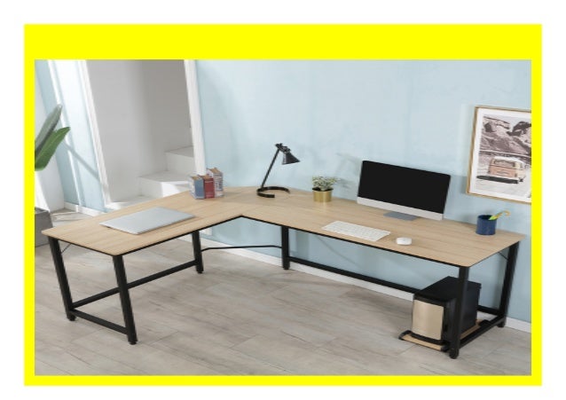Wooden Corner Computer Desk Home Office L-Shaped Study Gaming Table With Shelves