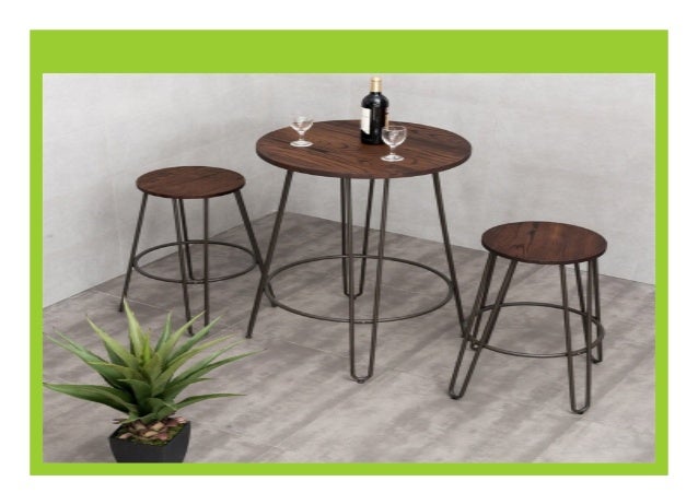 DISCOUNT 3 pcs Wood Round Bar Table Bistro Stool Set HW59103