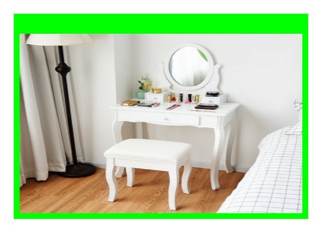 Big Sale White Simple Vanity Makeup Table With Mirror 3 Drawers Dr