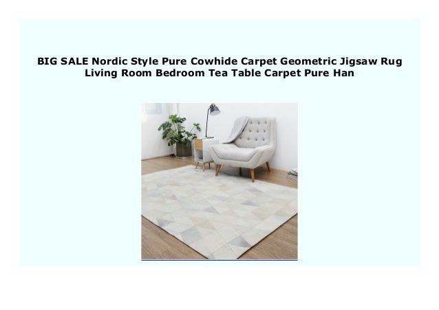 New Nordic Style Pure Cowhide Carpet Geometric Jigsaw Rug Living Roo