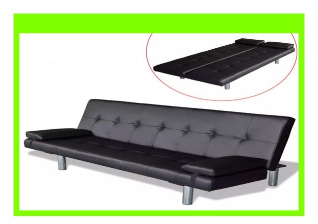 Discount Vidaxl Adjustable Sofa Bed With Two Pillows Black Synthetic
