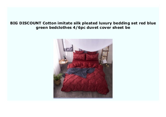 Big Sale Cotton Imitate Silk Pleated Luxury Bedding Set Red Blue Gre
