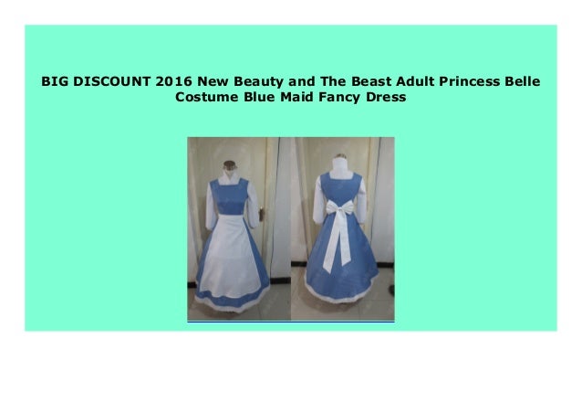 Adult Princess Belle Costume Beauty and The Beast Blue Maid Fancy Cosplay Dress