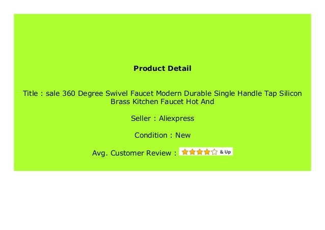 Big Discount Sale 360 Degree Swivel Faucet Modern Durable Single Han