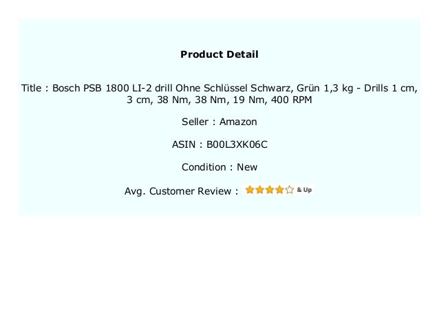 New Bosch Psb 1800 Li 2 Drill Ohne Schl Ssel Schwarz Gr N 1 3