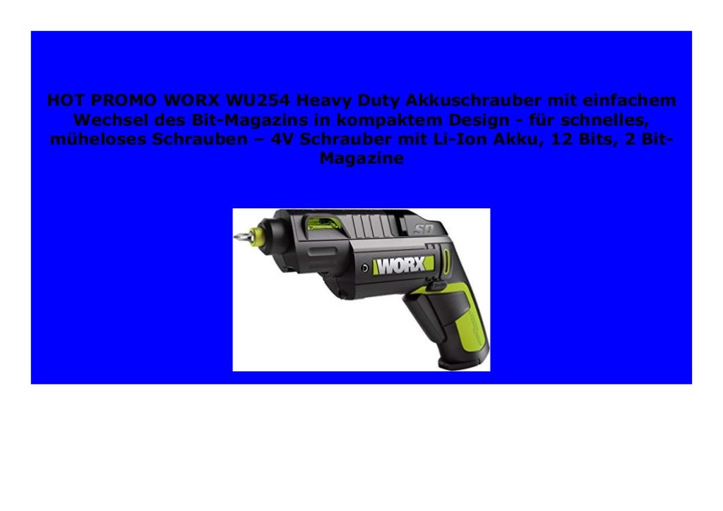 NEW WORX WU254 Heavy Duty Akkuschrauber Mit Einfachem Wechsel Des Bit 