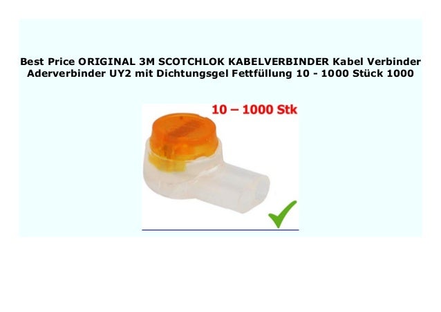 Kabelverbinder 3M Scotchlok Kabel Verbinder UY2 mit Dichtungsgel Fettf/üllung 10