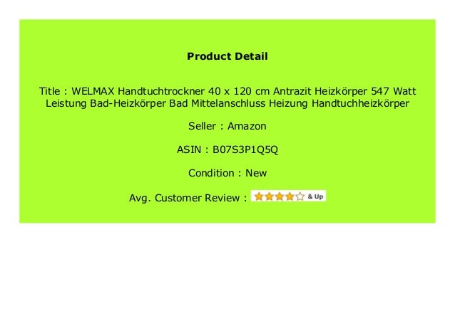 WELMAX Handtuchtrockner 60 x 180 cm Antrazit Heizk/örper 998Watt Leistung Bad-Heizk/örper Bad Mittelanschluss Heizung Handtuchheizk/örper