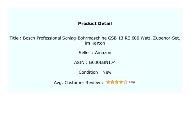 Best Buy Bosch Professional Schlag Bohrmaschine Gsb 13 Re 600 Watt