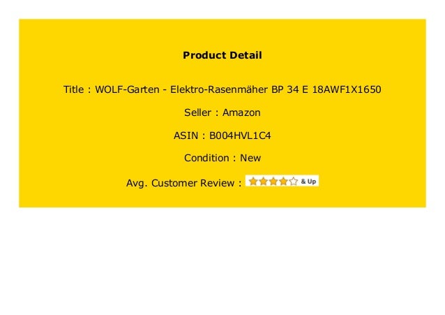 Best Price Wolf Garten Elektro Rasenm Her Bp 34 E 18awf1x1650 891