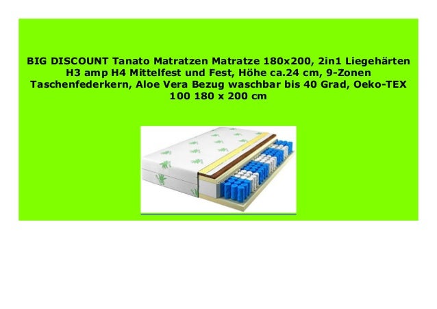 Big Discount Tanato Matratzen Matratze 180x200 2in1 Liegeh Rten H3 A