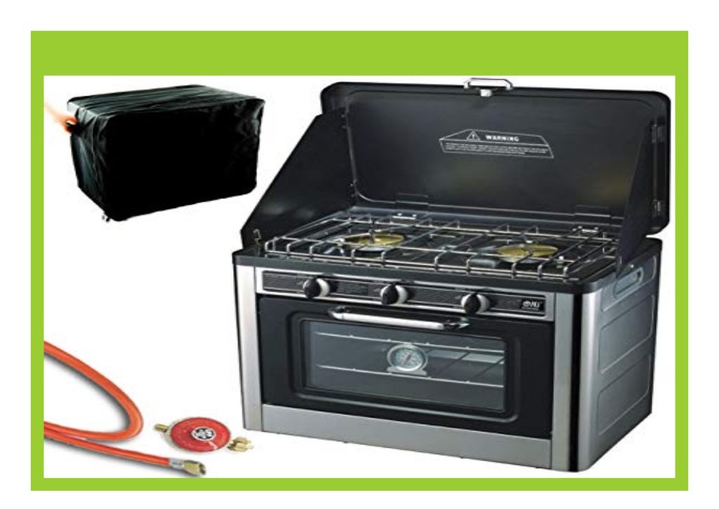 BEST PRODUCT Gaskocher 2 flammig Campingkocher mit Gas Backofen mit