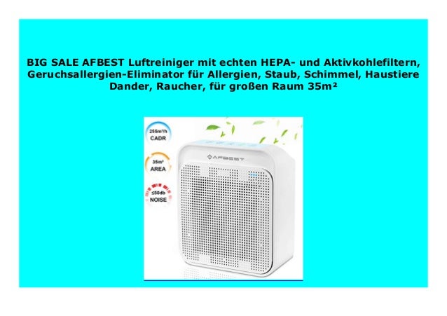 Sell Afbest Luftreiniger Mit Echten Hepa Und Aktivkohlefiltern Geru