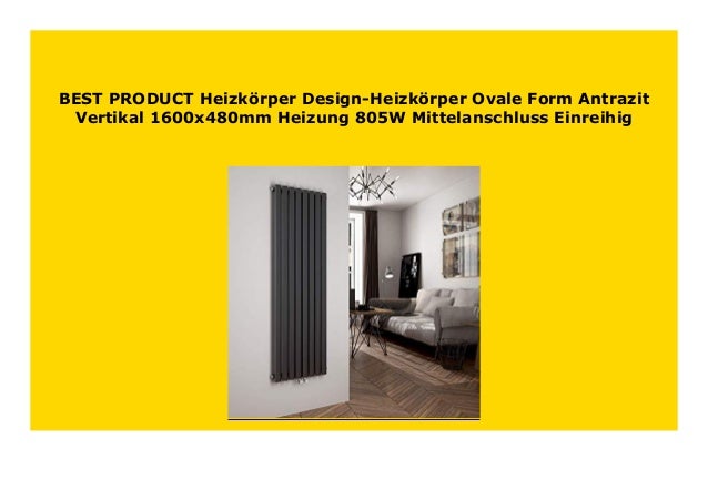 Meykoers Design-Heizk/örper Antrazit Vertikal 1800x600mm Oval Heizung Mittelanschluss Doppellagig